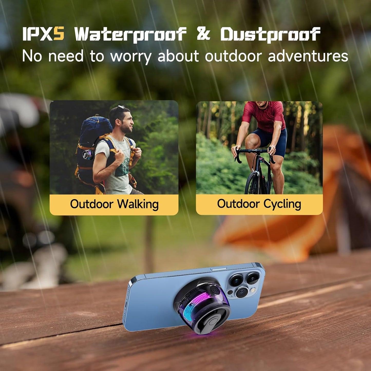 Bocina magnética portátil con luz rítmica