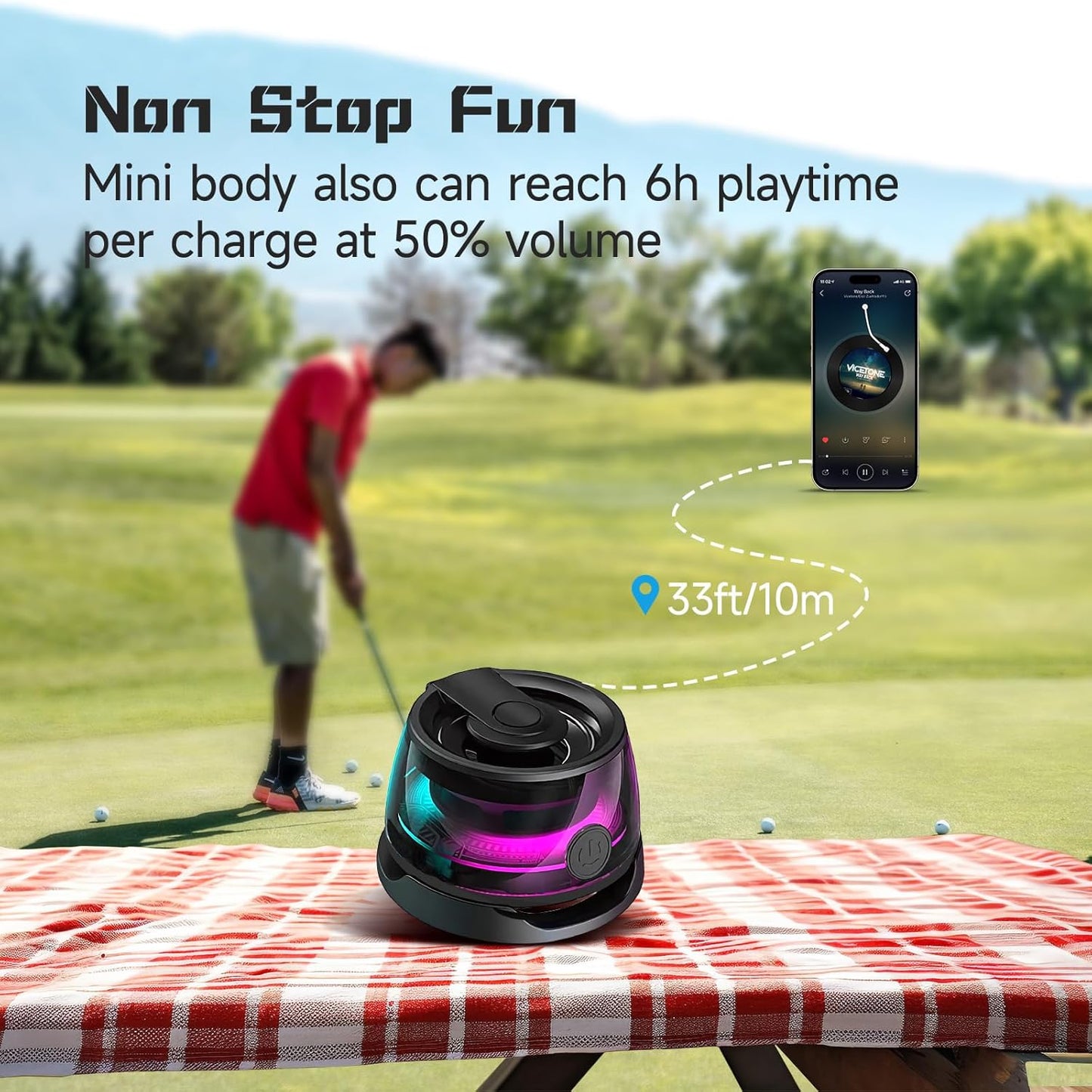 Bocina magnética portátil con luz rítmica